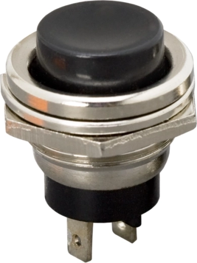 Black panel-mount push button
