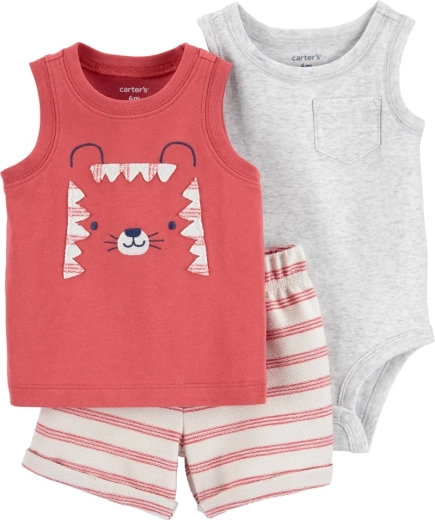 Carter’s 3-dijelni set za dječake Red tiger (body bez rukava, majica bez rukava i kratke hlače) 12 mj