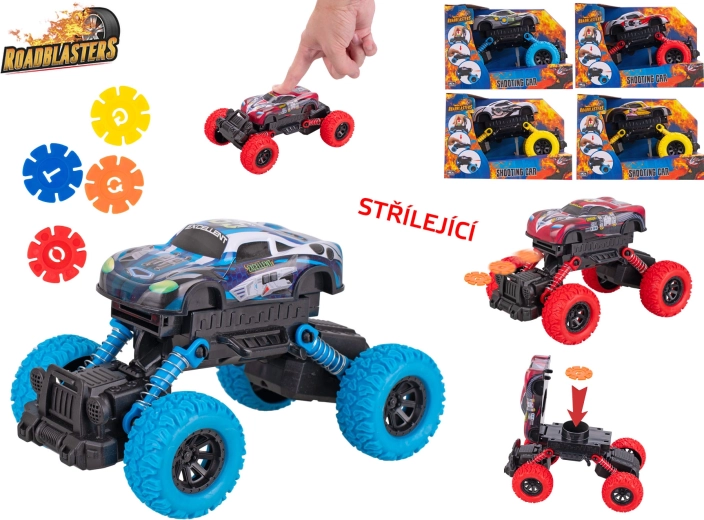 Roadblasters auto s velikim kotačima – metalni model 17 cm s inercijskim pogonom i ispaljivanjem diskova