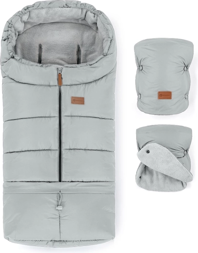 Petite&Mars zimski set: vreća za kolica Jibot 3u1 i rukavice za kolica Jasie quiet grey