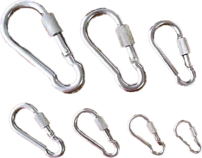 Steel carabiner with locking nut 80 mm, galvanized, load capacity 230 kg (5 pcs)
