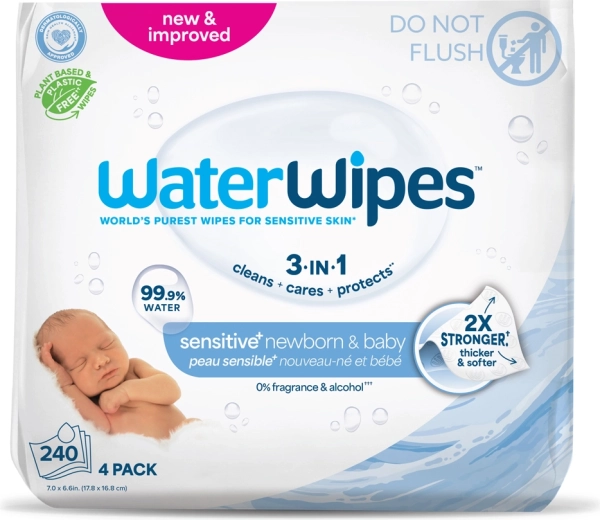 WaterWipes vlažne maramice Newborn & Baby 3u1, 4× 60 kom (240 kom)