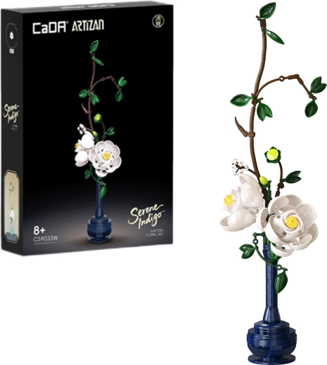CaDA building set flowers Serene Indigo (peonies) 47.9 cm, 324 pieces