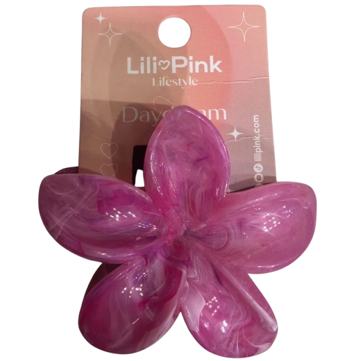 PINK large hair claw clip flower marble pink