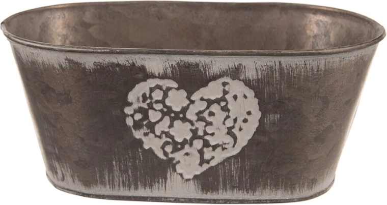 Metalna tegla/ukrasna posuda za cvijeće u obliku srca, smeđa 20 × 12 × 10 cm