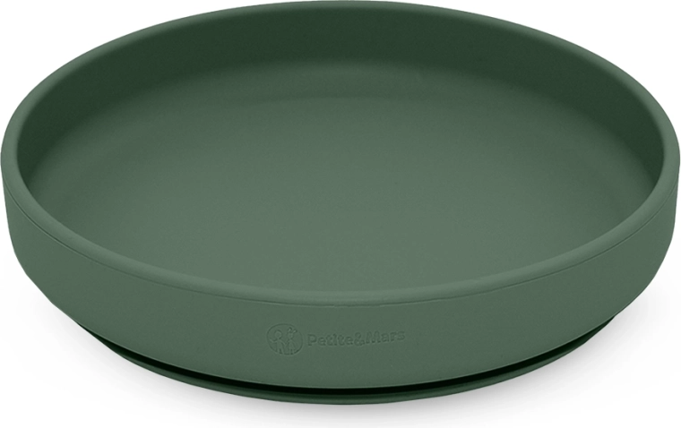 Silikonski tanjur s vakuumskom podlogom PETITE&MARS Take&Match Misty Green 6m+