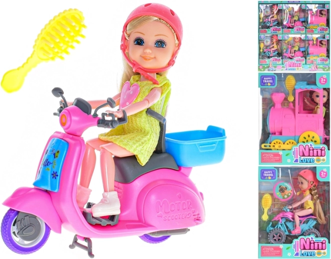 Articulated traveler doll with accessories 15 cm - 1 piece