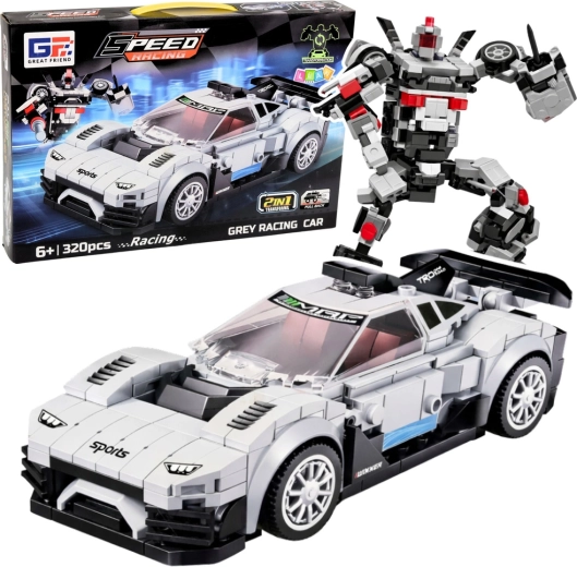 Konstrukcijski set 2-u-1 trkaći automobil i robot, 320 dijelova, bijela