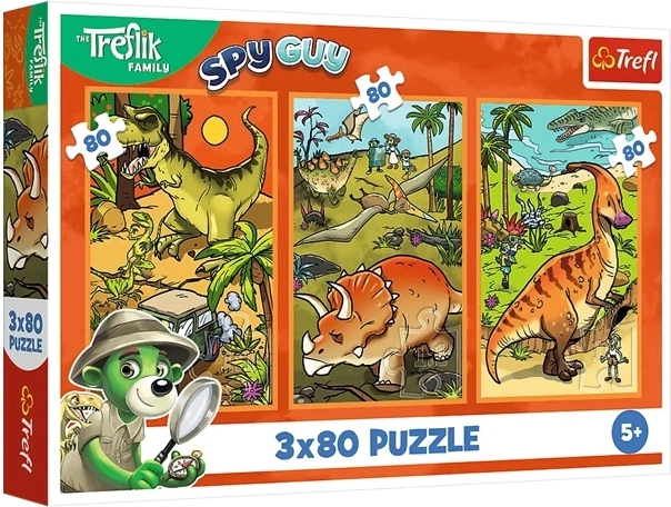 Puzzle Trefliki u svijetu dinosaura 3 × 80 dijelova