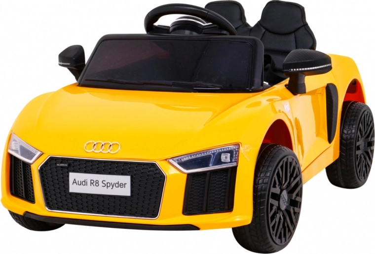 Audi R8 na baterije za djecu žuta + Daljinsko upravljanje + EVA + Polagani start + MP3 LED
