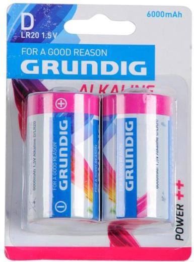 Alkalne baterije D LR20 GRUNDIG 6000 mAh, 2 kom