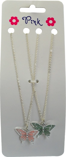 Dječja ogrlica s metalnim leptirićem – set od 2 kom
