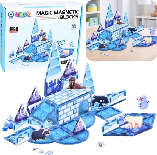 Magnetičke građevne kocke Ledeno kraljevstvo sa životinjama, 44 dijelova