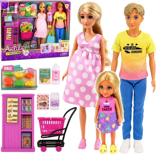 Anlily obitelj u supermarketu – set 3 lutke s dodacima