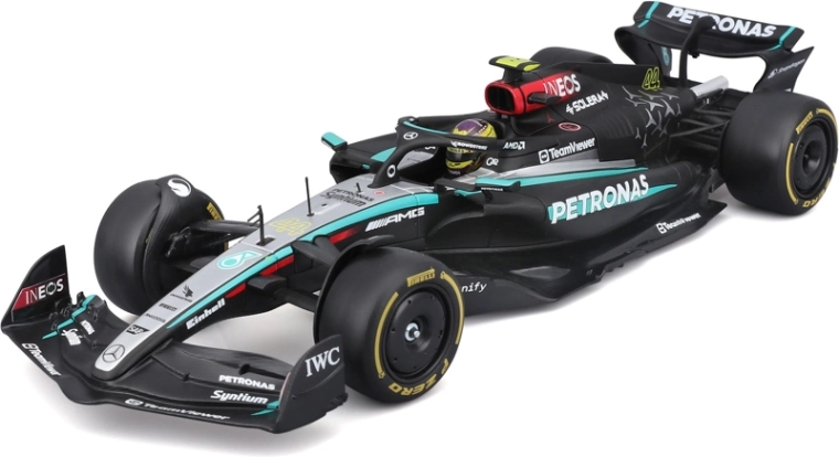 Bburago Mercedes-AMG Petronas W15 2024 #44 Lewis Hamilton – model Formule 1 1:24 u akrilnoj kutiji