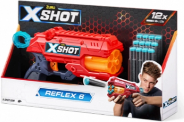 Pištolj na pjenaste metke X-SHOT Reflex 6 – narančasti, 12 strelica