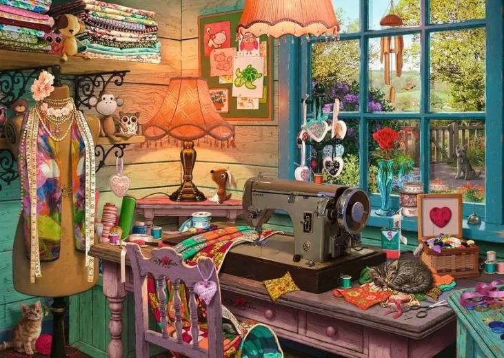 Ravensburger puzzle Moje utočište 4: Kutak za šivanje 1000 dijelova