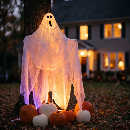 Halloween Creepy Decorative Cloth 2.15 × 1.52 m White