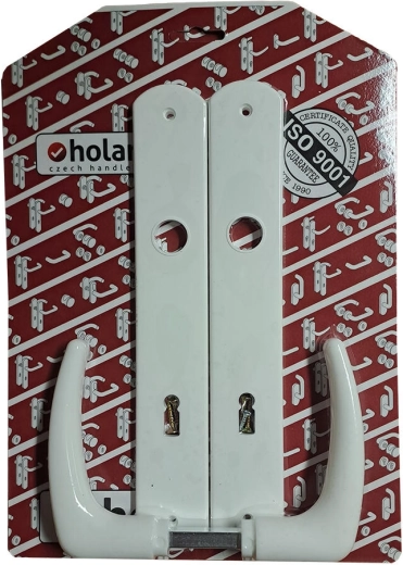 Vrata kvaka Klasik sa štitnikom XXL 90 mm za bravu s ključem (BB), bijela