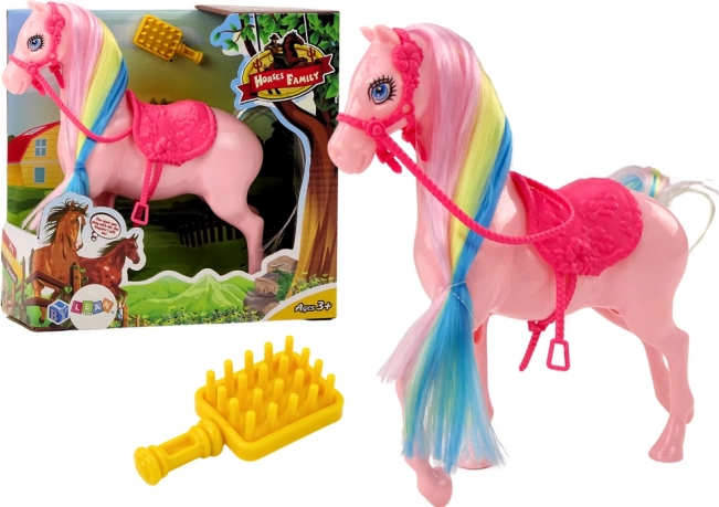 Figurica konja s&nbsp;šarenom grivom i&nbsp;ružičastim sedlom