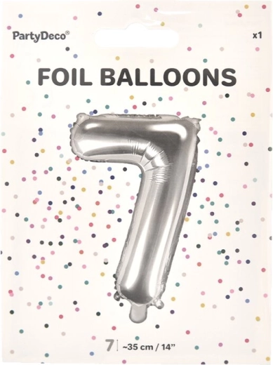 Srebrni folijski balon broj 7, 35 cm