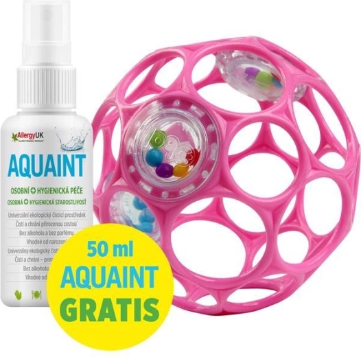 Oball zvečkasta loptica 10 cm tamnoružičasta + Aquaint voda za čišćenje 50 ml