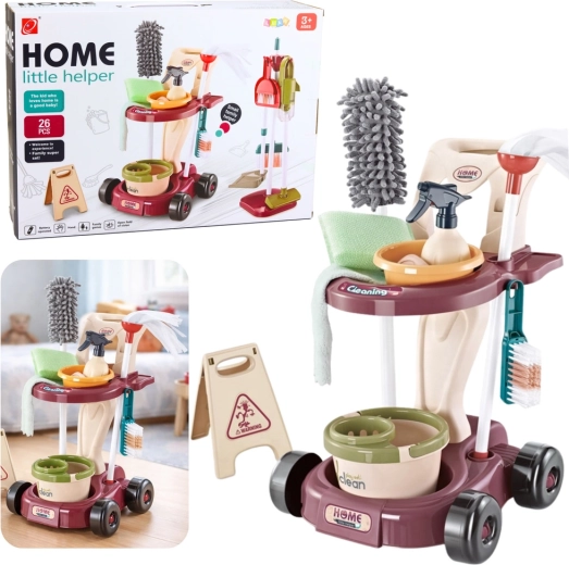 Dječji kolica za čišćenje s mopom, kantom i usisavačem – 26 dijelova