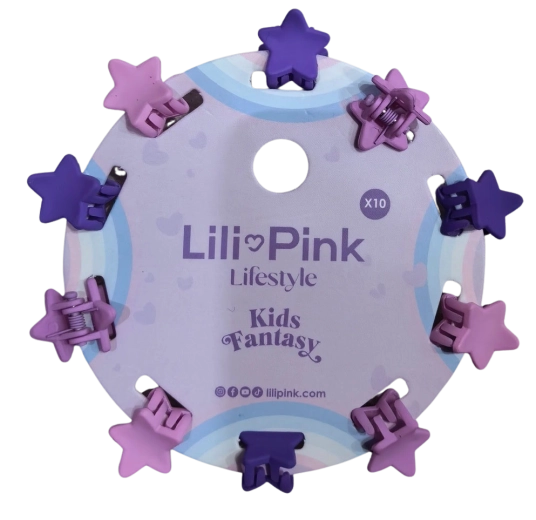 PINK set mini šnalica za kosu zvjezdica ljubičasta i ružičasta (10 kom)