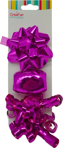 Poklon set metalik mašni i vrpce, 3 kom (mašne 9 cm, vrpca 10 m, mašnica 6 mm)