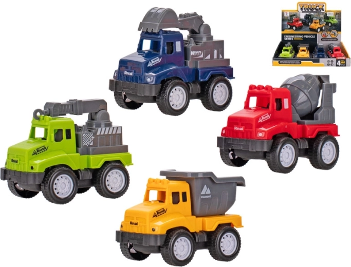 Građevinska vozila s povratnim pogonom 9–10 cm, set 4 vrste