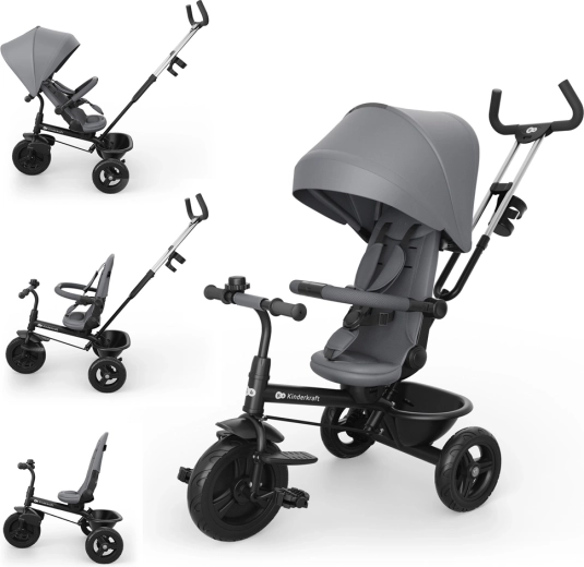 Kinderkraft Aston 2 Plus tricikl 6u1 sivi