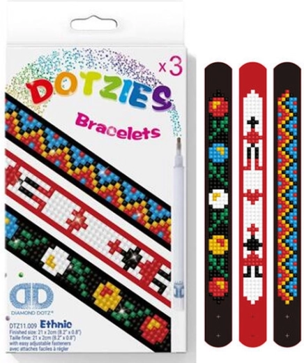 Etničke narukvice s dijamantnom mozaikom – set od 3 kom