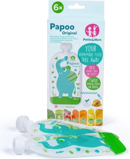 Petite&Mars reusable food pouches Papoo Lion 150 ml, 6 pcs