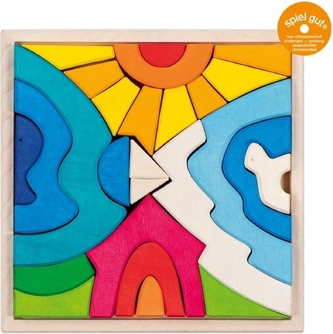 Wooden landscape puzzle with a polar bear - 1 piece