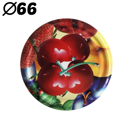 Poklopci za staklenke za zimnicu 66 mm s motivom trešnje, 4-zapadkovni, 10 kom