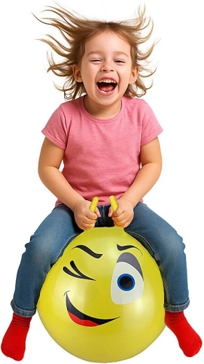 HoppyDoo hopping ball with face yellow 55 cm with pump