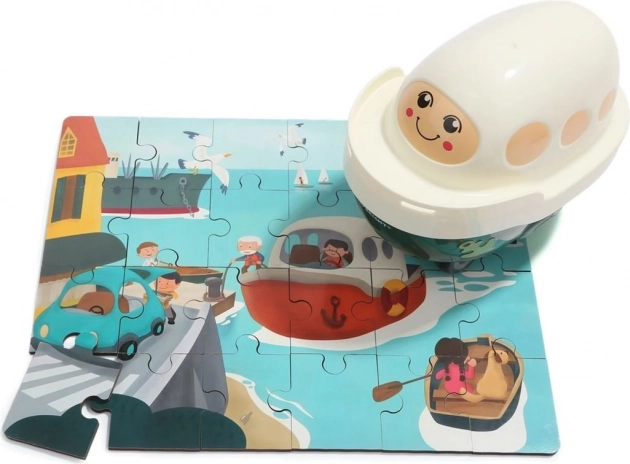 Top Bright drvene puzzle s igračkom brodom, 24 dijelova