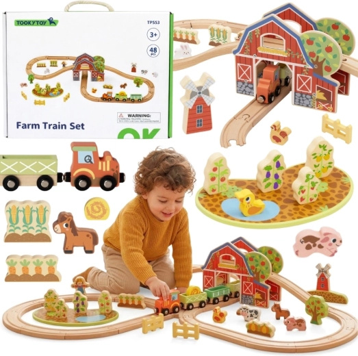 Drvena željeznička pruga Farma 48 dijelova Tooky Toy