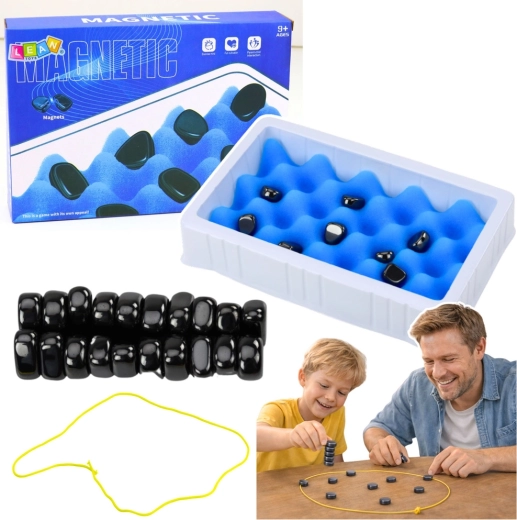 Magnetic skill game with stones, 40 pieces with game mat