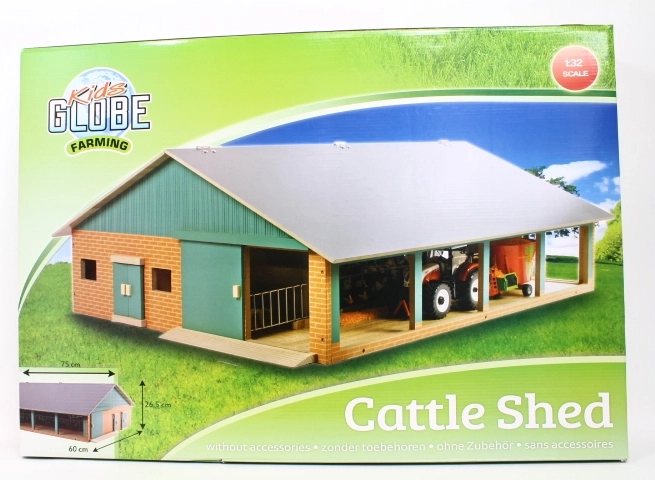 Wooden cow barn with milking parlor