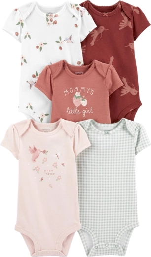 Carter's bodiji za bebe s kratkim rukavima Hummingbird za djevojčice, 5 kom, vel. 56 (NB)