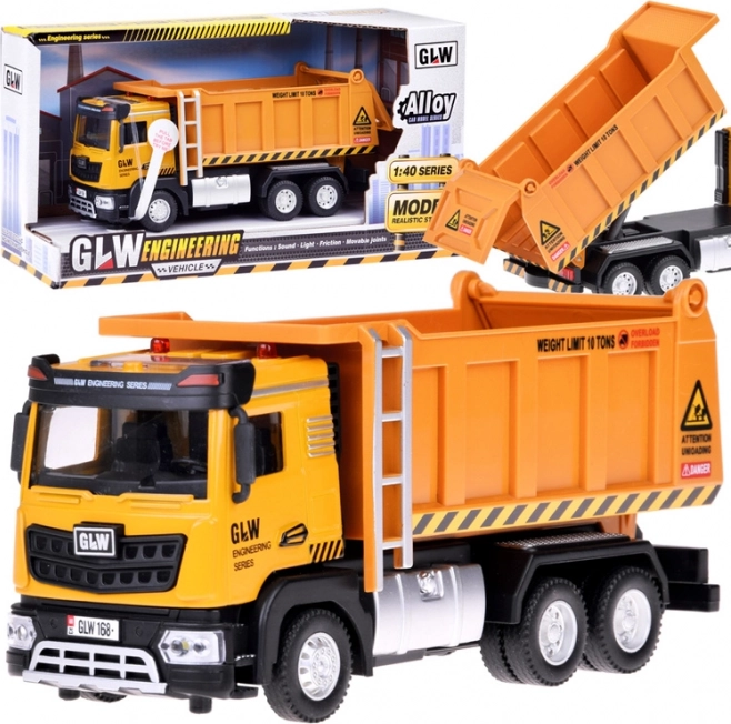 Dječja kiperska kamionet s svjetlom i zvukom, metalna karoserija, pull-back