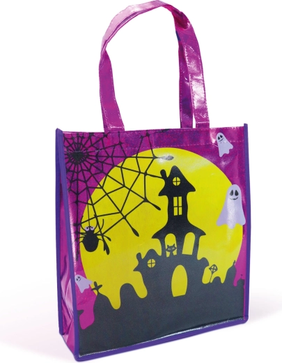 Halloween gift bag with castle design, purple