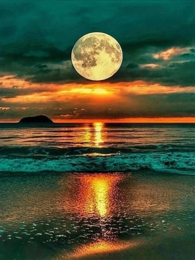 Norimpex Paint by Numbers Full Moon over the Ocean 40 × 50 cm