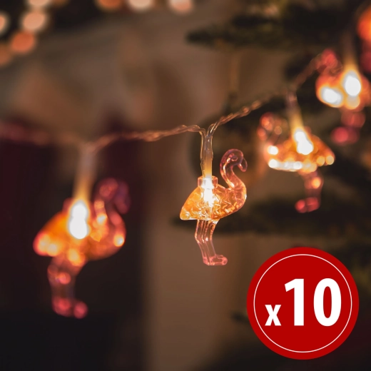 LED string light with flamingos 1.1 m, 10 LEDs, warm white