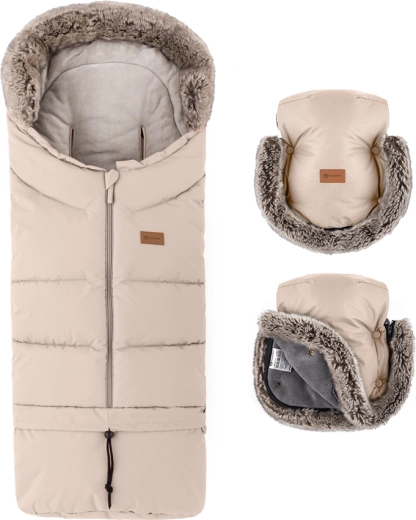 Petite&Mars zimski set: vreća za kolica Arctic 4u1 i rukavice za kolica Furry rose petal