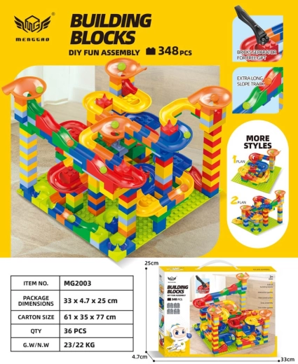 Color construction set marble run 348 pieces