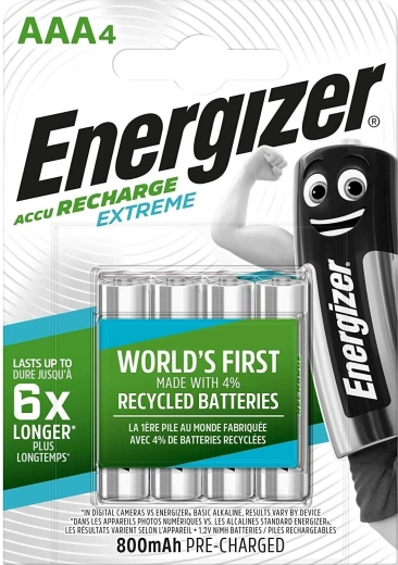 Energizer Extreme AAA punjive baterije 800 mAh, 4 kom