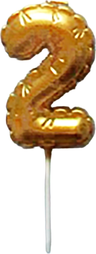 Tortna svjećica broj 2 zlatna 6 cm