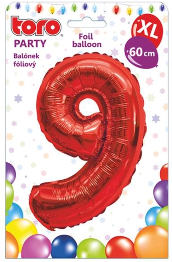 Foli balon TORO XL broj 9, 60 cm, crveni